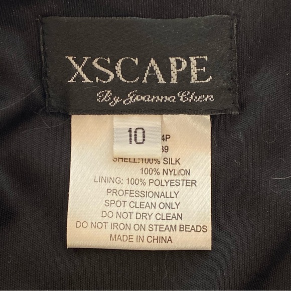 Y2K Xscape Black/ Pink Annabella Silk Beaded Floral Mermaid Maxi Dress Size 10 - Picture 12 of 16